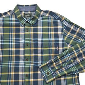 VTG Woolrich‎ Mens XL Plaid Button Down Shirt Long Sleeve Cotton Green Blue
